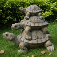 Small size grass land brass amphibian bronze turtle family sculpture for sale