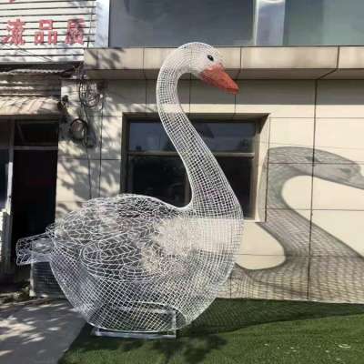 Abstract metal iron duck sculpture for outdoor decoration