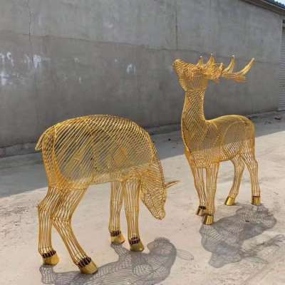 Abstract metal iron deer sculpture statue