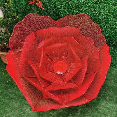 Garden decoration metal iron red flower sculpture