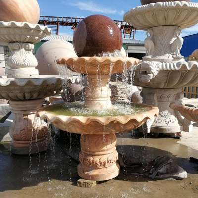 Carved garden rotating granite fengshui fountain with ball rotating